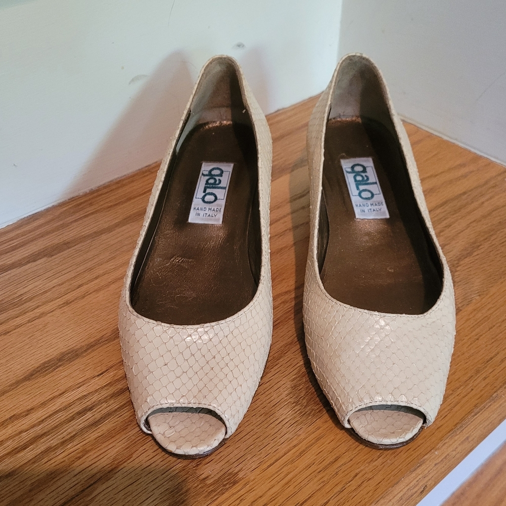 Galo Creme Snakeskin Heels Handmade in Italy